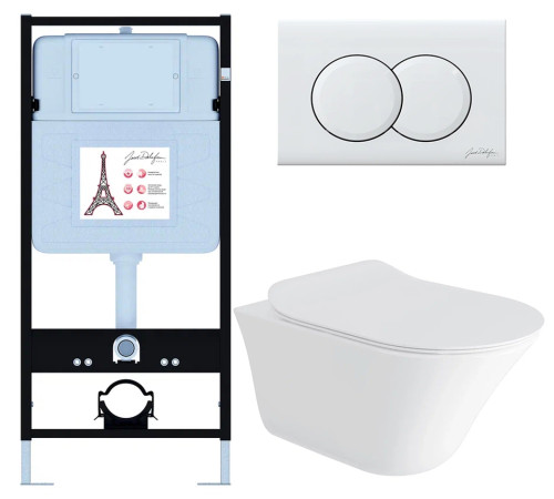 Комплект унитаз с инсталляцией Jacob Delafon Vive сиденье микролифт панель белый глянец E28079RU-0