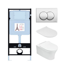 Комплект инсталляции с унитазом Jacob Delafon Aleo сиденье микролифт клавиша хром E21731RU-CP