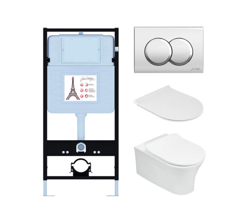 Комплект инсталляции с унитазом Jacob Delafon Aleo сиденье микролифт клавиша хром E21731RU-CP