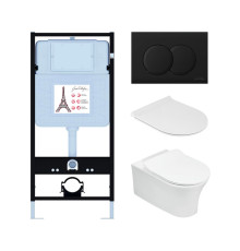 Комплект инсталляции с унитазом Jacob Delafon Aleo сиденье микролифт клавиша матовый черный E21731RU-BL