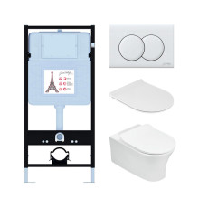 Комплект инсталляции с унитазом Jacob Delafon Aleo сиденье микролифт клавиша белый глянец E21731RU-00