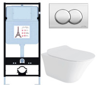 Комплект унитаз с инсталляцией Jacob Delafon Vive сиденье микролифт панель хром E28079RU-CP