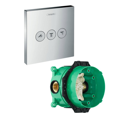 Комплект запорного и переключающего вентиля Hansgrohe ShowerSelect на 3 потребителя 15764000/01800180 15764000S