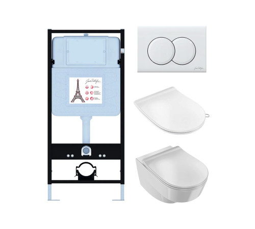 Унитаз с инсталляцией Jacob Delafon Odeon Rive Gauche сиденье микролифт кнопка смыва белый EDR103-00