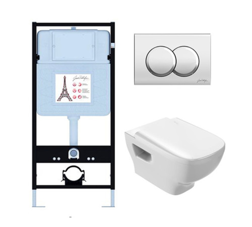 Комплект унитаз с инсталляцией Jacob Delafon Struktura сиденье микролифт клавиша хром EDF103-CP