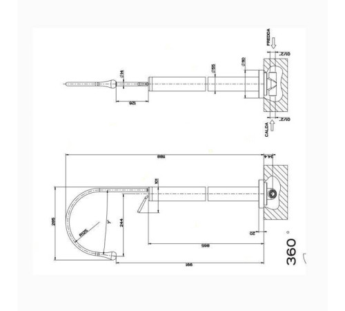 Смеситель для раковины напольный Gessi Goccia внешняя часть хром 33624#031