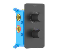 Смеситель термостатический для ванны Aquanet Европа 3 режима комплект со скрытой частью матовый черный AQ1393MB