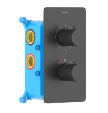 Смеситель термостатический для ванны Aquanet Европа 3 режима комплект со скрытой частью матовый черный AQ1393MB