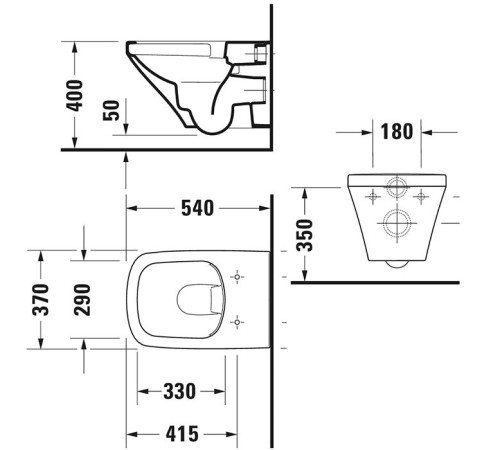 Унитаз подвесной Duravit DuraStyle Rimless 37х54 см безободковый без сиденья 2538090000