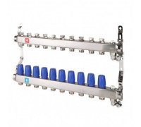 Коллекторная группа Hogert Premium 1 x 3/4 EK 10 выходов без расходомеров с дренажным краном и воздухоотводчиком HOGMS61006