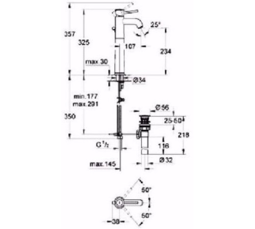 Смеситель для раковины GROHE BauClassic свободностоящий хром 32868000