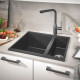 Мойка кухонная композитная GROHE K500 2 чаши 555x460 мм черный гранит 31648AP0