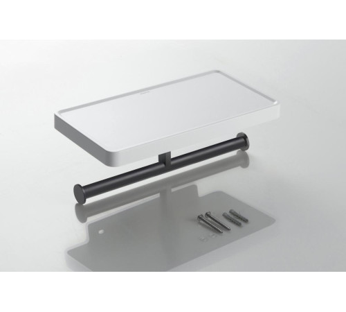 Бумагодержатель двойной с полкой Aquanet Europa матовый черный AQ4919MB