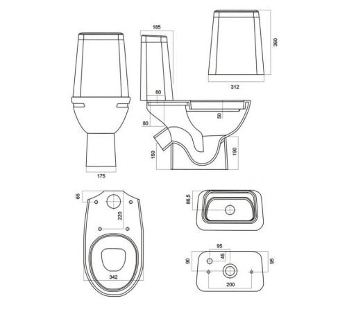 Унитаз-компакт безободковый Sanita Luxe Марс Бо Комфорт белый S1 WC.CC/Mars/2-DM.Rim/WHT.G/S1