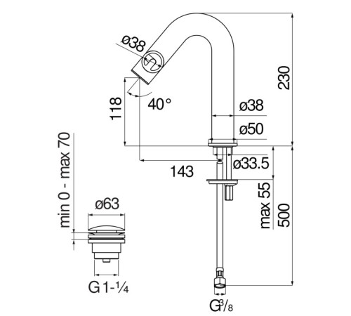 Смеситель для раковины Serel SOLE шлифованный хром SO130118/2IX
