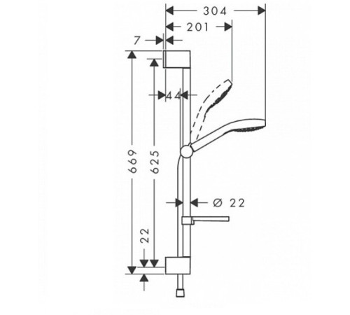 Душевой гарнитур Hansgrohe Croma Select E Vario 65 см белый/хром 26582400
