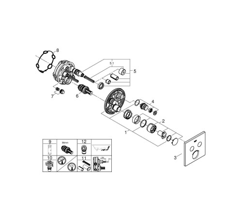 Смеситель для душа GROHE Grohtherm SmartControl внешняя часть на 2 выхода хром 29148000