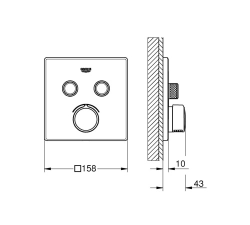 Смеситель для душа GROHE Grohtherm SmartControl внешняя часть на 2 выхода хром 29148000