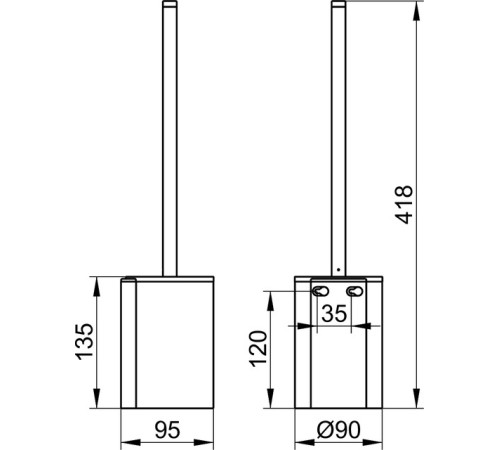 Туалетный гарнитур KEUCO PLAN с белой пластиковой колбой нержавеющая сталь 14972070100