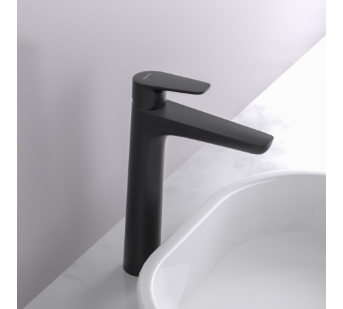 Смеситель для раковины Aquanet Бетта высокий 230 мм матовый черный AQ1104MB