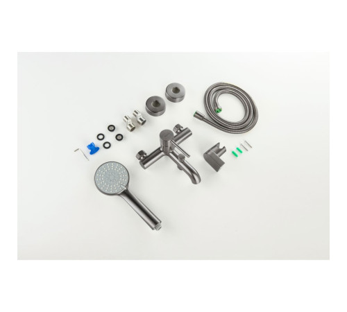 Смеситель для ванны Aquanet Европа с душевым набором 3jet оружейная сталь AQ1349BGM