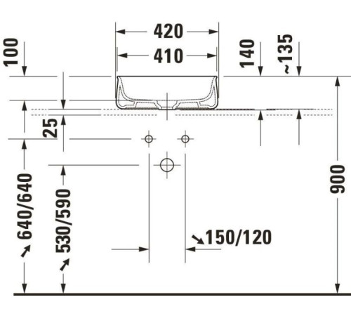 Раковина Duravit Zencha 420х420 мм шлифованная без перелива 2373420079