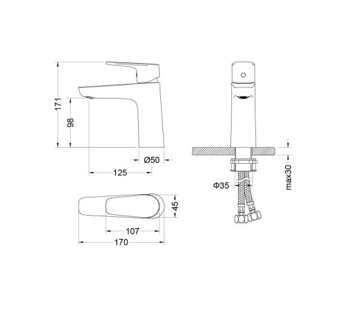 Смеситель для раковины Aquanet Бетта 98 мм оружейная сталь AQ1110BGM
