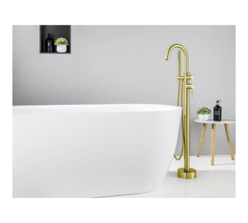 Смеситель для ванны напольный Aquanet Европа шлифованное золото AQ1345BG