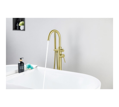 Смеситель для ванны напольный Aquanet Европа шлифованное золото AQ1345BG