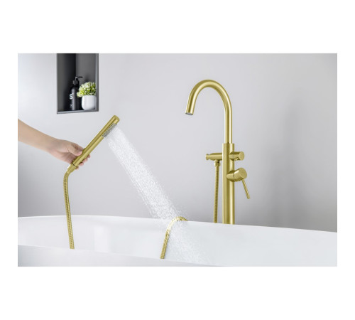 Смеситель для ванны напольный Aquanet Европа шлифованное золото AQ1345BG