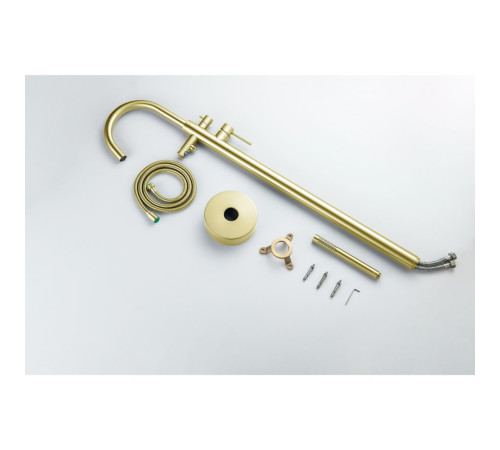 Смеситель для ванны напольный Aquanet Европа шлифованное золото AQ1345BG