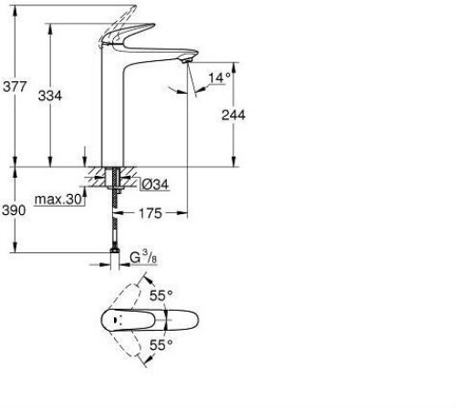 Смеситель для раковины GROHE Eurostyle свободностоящий хром 23719003