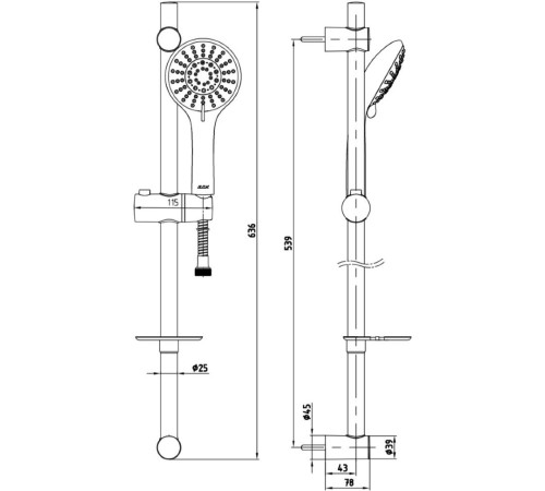 Душевой гарнитур TOPAZ LOGICA 5 режимов 110 мм 102146027EX