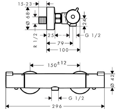 Смеситель для душа термостатический Hansgrohe Ecostat 1001 CL 13211000