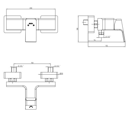 Смеситель для душа TOPAZ Tiera матовый черный 102154024C1EX