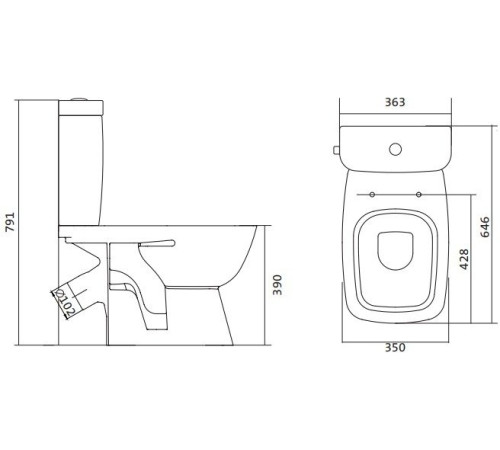 Унитаз-компакт Santek Нео Лайт 2-режимный тонкое сиденье дюропласт микролифт 1.WH30.2.471
