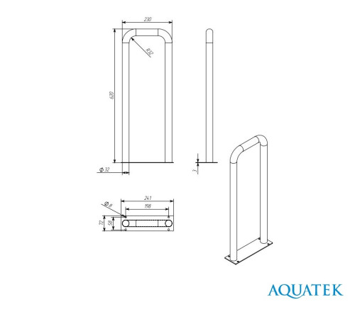 Поручень настенный стационарный Титан 620х230 мм POR-0000002