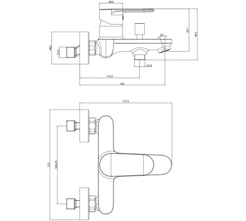 Смеситель для ванны Aquanet Ника шлифованное золото AQ1840BG