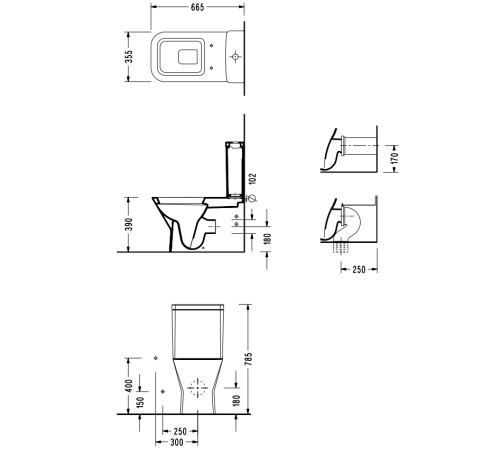 Унитаз напольный Serel Diagonal DG02SL с тонким сиденьем микролифт DG02SL