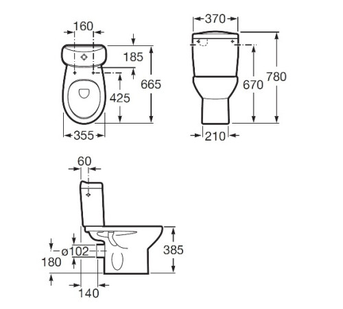 Чаша напольного унитаза под бачок Roca Victoria 342399000