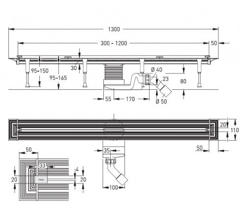 Душевой лоток Viega Advantix Vario 300-1200 мм пластик 686277