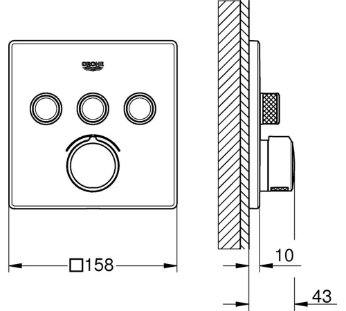 Смеситель для душа GROHE Grohtherm SmartControl внешняя часть на 3 выхода хром 29149000