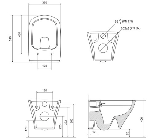 Унитаз подвесной безободковый RAVAK Classic RimOff белый X01671