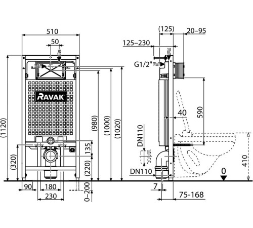 Монтажный блок RAVAK G II/1000 для подвесного унитаза X01703