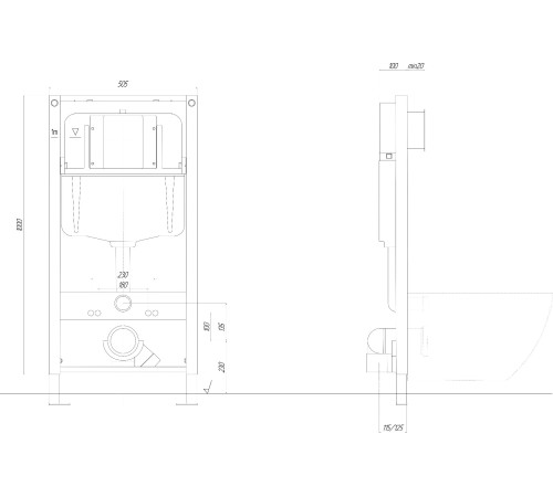 Инсталляция для подвесного унитаза Aquatek Pneumo N49 пневматическая со звукоизоляционной прокладкой INSP-0000002