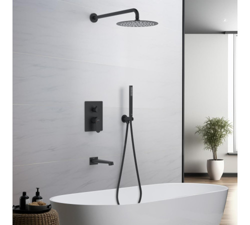 Душевой комплект 4 в 1 Aquanet Oberon 3 режима матовый черный AQ1273MB