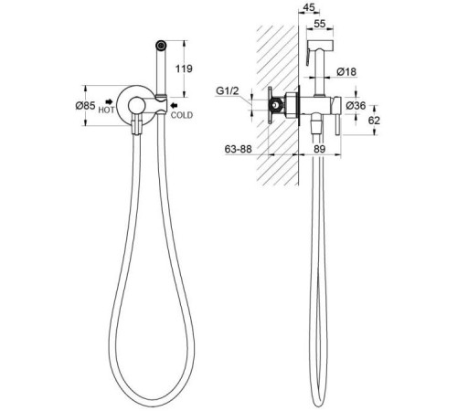 Комплект для гигиенического душа встроенный Aquatek Европа матовый черный AQ1021MB