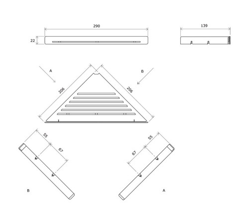Полка угловая Ravak SLIM C черный/хром X07P576