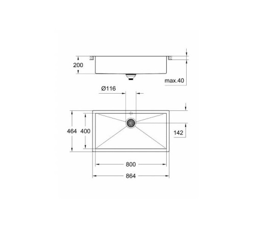 Кухонная мойка GROHE K700 90-S 86.4x46.4 см нержавеющая сталь 31580SD1