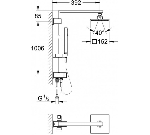 Душевая система GROHE Euphoria Cube 150 с переключателем без смесителя хром 27696000